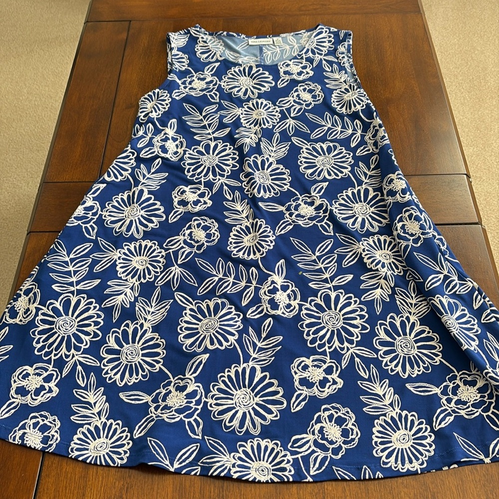Medium Blue and White Midi Dress